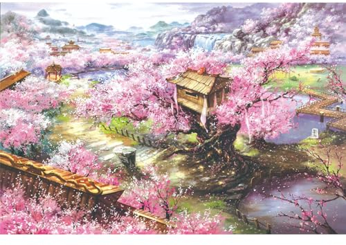 Puzzle 1000 pezzi, Puzzle Tenuta dei Fiori di Ciliegio 38x26 cm, Coloured Puzzle Classici per Adulti, Giochi Rilassamento e Intelligence, Puzzle Alleviare lo Stress Unico Arredamento per la Casa