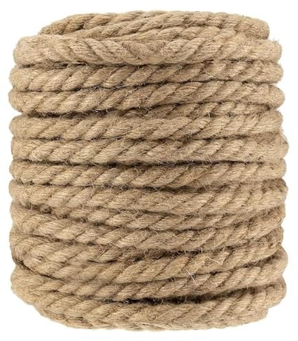 Corde de chanvre, corde de jute épaisse naturelle, corde de jute de 30 mm, corde de chanvre torsadée de 10 m, torsadée for l'artisanat, corde de tir à la corde, ficelle de bagages (taille: 30 mm 5 m)