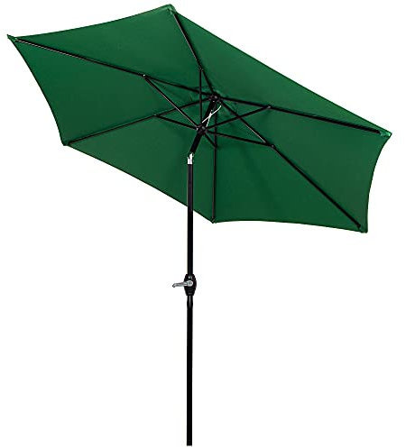 SPRINGOS Sombrilla de jardín, verde oscuro, 260 x 235 cm