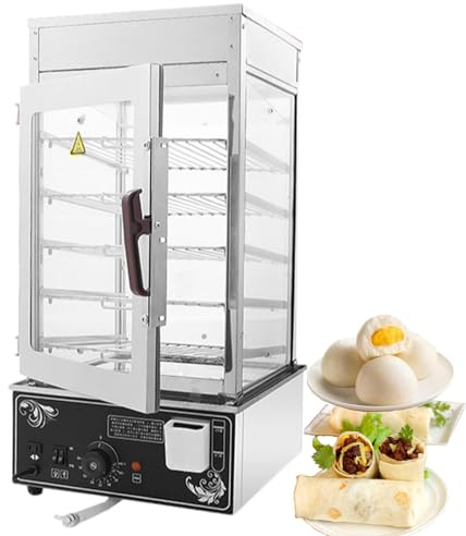 forplubossmmp Máquina Eléctrica para Hacer Bollos Al Vapor/Vaporizador para Bollos Calentador De Comida Caliente De 1200W/Calentador De Pan Al Vapor Vaporera De Cocina con Vidrio Templado 30-110℃