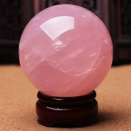 ICXLPMC Haussammlung Natürliche rosa Rose Magic Quartz Crystal Ball Decor Sphere 40MM W/Ständer Dekorativ