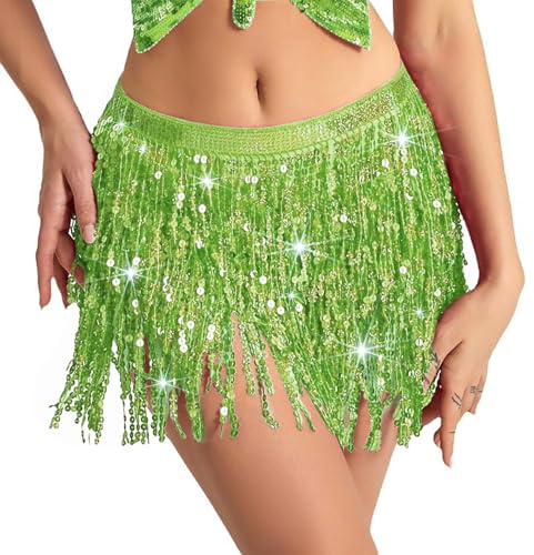 Baisdan Belly Dance Dancer Costume Sequin Tassel Fringe Hip Scarf Belt Waist Wrap Skirt