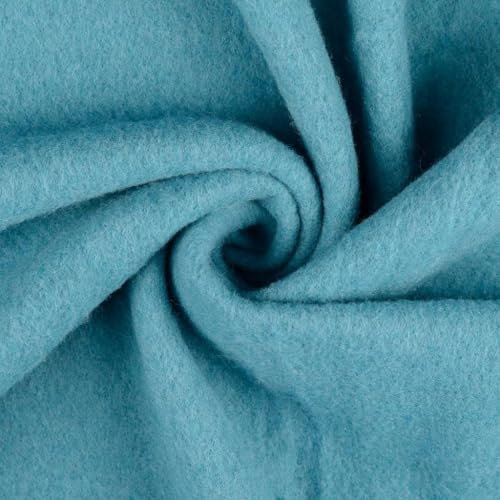 Woll Fleece aus reiner Schurwolle - Walkloden Jersey weich und dehnbar - Mulesing frei Öko-Tex Klasse 1 Bekleidungstoffe Meterware (Türkis)