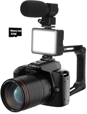 Qerwsdty Caméra de photographie numérique 4K WiFi Webcam Enregistreur vidéo 64MP Caméscope Caméra de blogging Zoom en plastique Caméra de blogging avec carte mémoire 32G