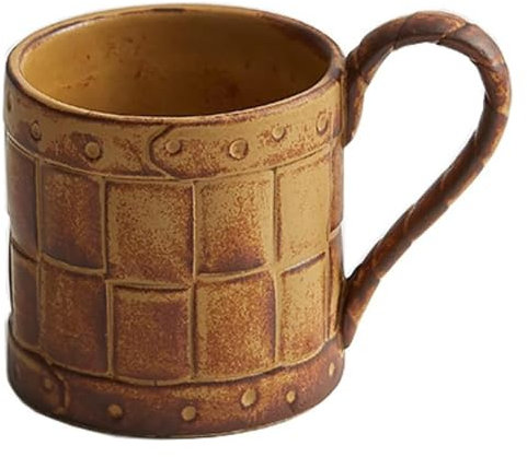 Tazza in ceramica vintage in stile giapponese, 270 ml, tazza creativa in ceramica in stile giapponese, tazza da caffè latte personalizzata vintage, retrò(Yellow)