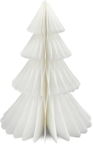 Frau WunderVoll® Papierbaum matt weiß Magnetverschluss Ø22cm H30cm / Tannenbaum Weihnachtsbaum Weihnachten Dekoration Tischdeko Weihnachtsdeko Weihnachtsdekoration Fenster-Deko