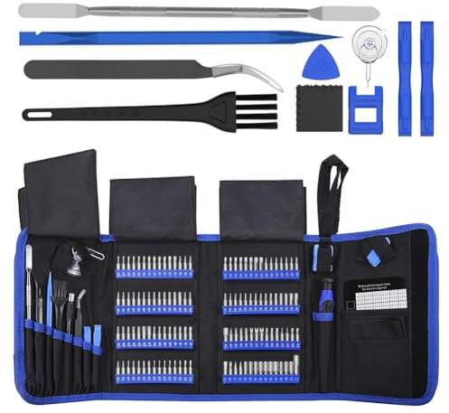 Histos Destornillador electrónico con kit de herramientas de reparación magnética de 120 puntas, destornillador de precisión, 1 juego