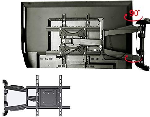 Soporte de pared para TV de movimiento completo para televisores planos y curvos de 32 y 65 pulgadas, gira e inclina, soporta hasta 50 kg