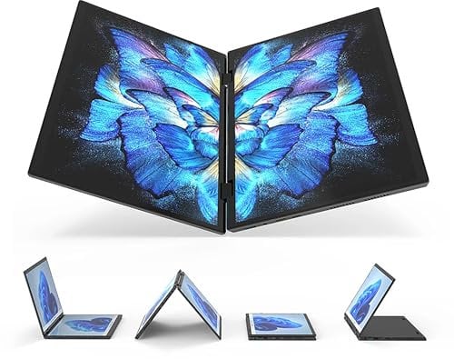 14 inch Dual Screen Laptop Touchscreen 2.5K Full HD IPS Windows 11 Tablet PC 12th Gen Intel N95 Quad-Core up to 3.4Ghz Notebook Computer with 2 Type-C/2 USB3.0/HDMI, 16G RAM 512G SSD