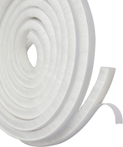 NUTTDOO Draft Excluder for Doors Windows,Self-Adhesive Brush Seal Strip Air Stopper for Door,Draught Excluder for Sliding Door,Window 5Meters(L) x 9mm(W) x 9mm(H) (White)