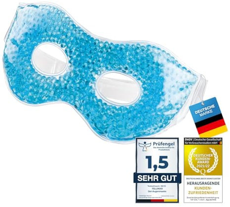 Feluna® Gel-Augenmaske Entspannungsmaske Wellnessmaske für Kältetherapie Gelmaske Kühlmaske für Sonnenbrand & Allergien Kühlbrille Entspannungsmaske bei Migräne und Kopfschmerzen (Augenmaske)