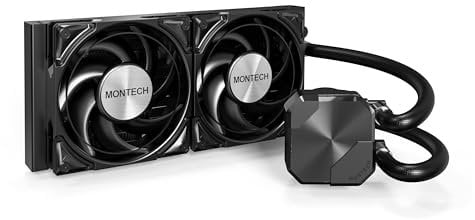 MONTECH HyperFlow Silent 240 Black - Raffreddatore CPU liquido AIO ultra silenzioso, pompa 3100 giri/min, tripla ventola silenziosa, radiatore ad alta efficienza per una dissipazione del calore