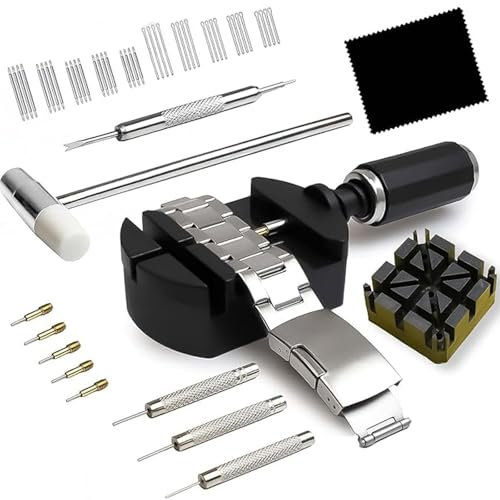 Basetousual Kit de Reparación de Relojes, Herramienta Correa, Correa de Tamaño Herramienta, Kit Reparacion Reloj, Martillo Ajustar Relojes, Reloj Martillo, Punzón Pins