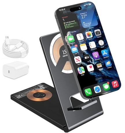 Induktive Ladestation für Apple, 3 in 1 Kabelloses Ladegerät für iPhone 16 15 14 13 12 11 Pro SE X XS XR 8, für Apple Watch 9 8 7 6 SE 5 4 3 2, für AirPods Pro/3/2/1