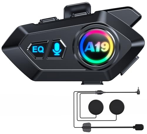 JJXCYH Motorcycle Helmet Speakers, Music Sharing Double Noise Cancellation Helmet Headphone Strong Bass/IPX6 Waterproof Headphone Speakers Compatible All Helmets 1000mAh