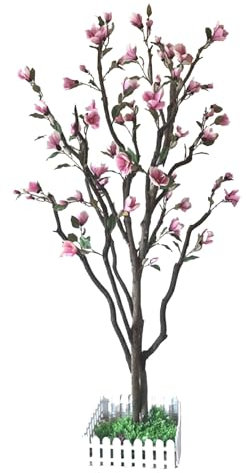 ZQKJLH Pianta Finta da Interno Albero Artificiale con Fiori Elegante in Vaso Pianta Artificiale per Salotto Camera da Letto e Balcone Soggiorno Decorazioni(Pink,250cm)