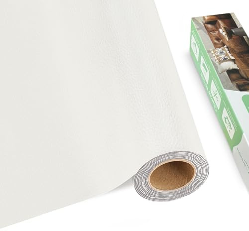 Pelle Adesiva per Riparazioni, 20 X 200 cm Ecopelle Adesiva, Kit Riparazione Pelle, Similpelle adesiva, Finta Pelle Adesiva per Divani Auto, Bianco