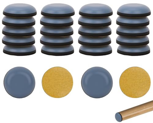 Pattini scorrevoli per mobili, 24 pezzi, 22 mm, in teflon per sedie, tampone autoadesivo, aliante, pattini scorrevoli per mobili pesanti per piedi della sedia, divano, ufficio, tavolo, rotondo