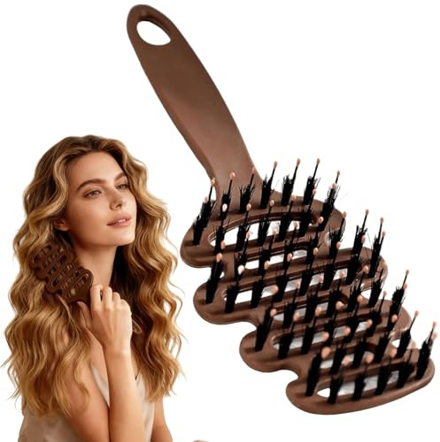 Curl Hair Brush, Lockenbürste, Cithway Volumen+ Bürste mit Borsten, Wildschweinborsten Bürste, Curly Hair Brush, Haarbürste Wildschweinborsten, Haarbürste Stylingbürste für Frauen und Männer