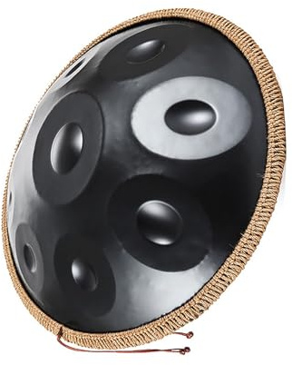 Handpan Drum Instrument 22 Zoll 440 Hz Zungentrommel Stahltrommel 9/10/12 Töne Mit Handpan Weicher Tasche Schlägeln Für Sound Healing Meditation(Schwarz,10 Notes)