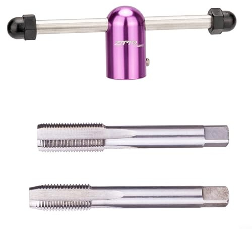 GLFLOW Kit de réparation de filetage de manivelle de vélo avec poignée pour tarauds à pédale 9/16 côté gauche et droit, outil d'entretien de vélo en acier (L+R + clé)