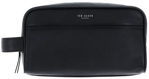 Ted Baker Leder Kulturbeutel Samberg Tie Bar Detail Washbag Black schwarz