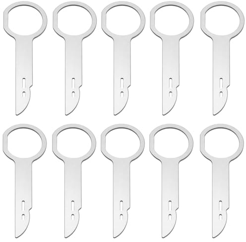 10PCS Car Radio Removal Tool Key, Stainless Steel DIN Release Keys for Easy Car Stereo Extraction, Universal Radio Release Pins for Removing CD Players, Media Units and Dashboard Audio Systems