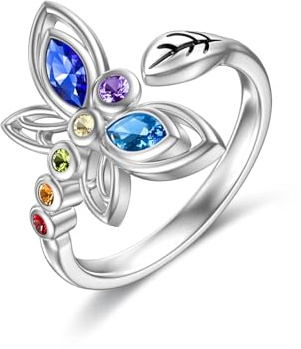 enjoylifecreative Libelle Ringe 925 Sterlingsilber Chakren Verstellbarer Ring Libelle Schmuck Geschenk für Frauen Damen