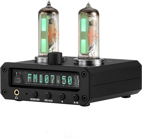 Tuidzljd P2-FM Magic 6E2 Preamplificatore Amplificatore per Cuffie Stereo con Indicatore del Livello Radio FM Orologio VFD Spina UE