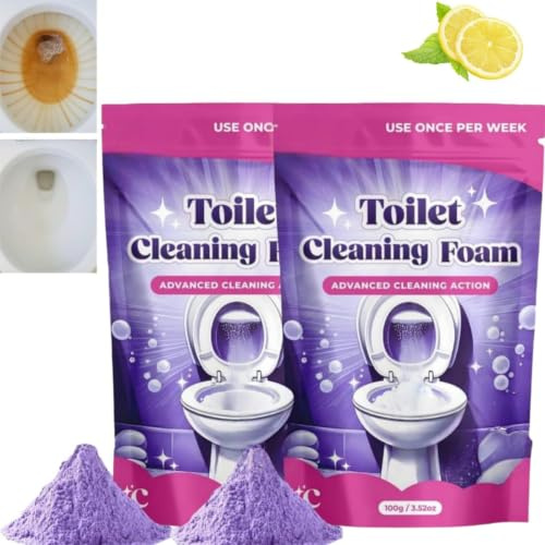 2PCS Toilet Foaming Cleaning Powder,Toilet Foam Cleaner,Limescale Remover Clean To-Ilet Cleaner,Touch Free Fizzy Foam To-Ilet C-leaner, Strong Foaming Powder For Hard Stains, Toil-Et Bowl Cleaner