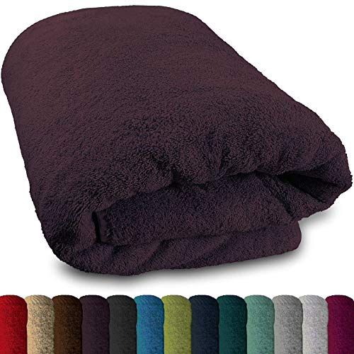 Lanudo® Pure Luxus Line XXL Saunahandtuch mit Bordüre 80x200-100% Baumwolle Frottee Handtücher violett - Badetuch Badehandtuch Strandtuch groß - Saunatuch Damen Herren Badetücher Sauna Handtuch