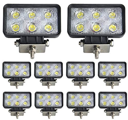 BRIGHTUM 18W LED Arbeitsscheinwerfer weiß12V 24V Reflektor work light Scheinwerfer Arbeitslicht Offroad SUV UTV ATV Arbeitslampe - Traktor - Bagger (10 Stück)