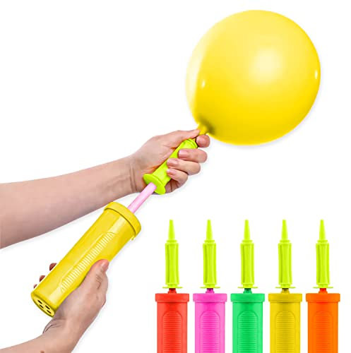 AEX Manual Balloon Pump - Portable Hand Pump for Balloons - Balloon Inflator Pump for Fitness and Yoga Balls - Hand Balloon Pump - Hand Air Pump for Party & Festival Decoration (Yellow)