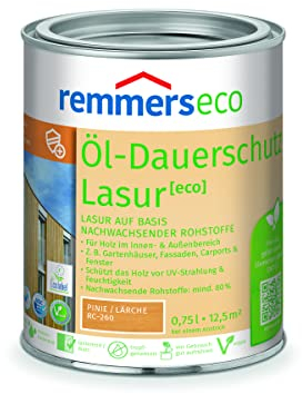Remmers Dauerschutz-Lasur [eco] pinie/lärche, 0,75 Liter, Langlebig, ausgeprägter UV-Schutz, für innen und außen, Schutz vor UV-Strahlung & Feuchtigkeit