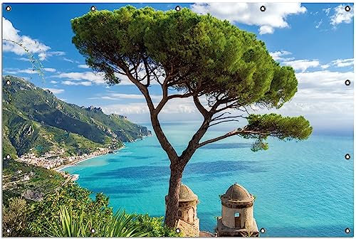 Wallario Outdoor-Poster für Garten oder Balkon Italienische Küste, Motivbanner Größe: ca. 120 x 180 cm, Outdoor-Bild
