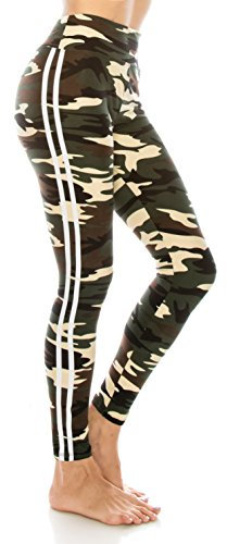 ALWAYS Damen High Waist Yoga Leggings - Print Premium Soft Stretch Workout Pants - Grün - Einheitsgröße