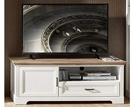 möbelando TV-Lowboard Unterschrank Fernsehtisch HiFi Element Rack Sideboard Jillana I Pinie hell/Artisan Eiche
