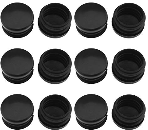 YINETTECH 12 Stücke Runde 25mm Schwarz Kunststoff Plug Gleiteinsatz Endkappen Schläuche Endkappen Steckersortiment für Stuhlgleiter Zaunpfosten Fitnessgeräte Tischhocker Bein Rohr Loch