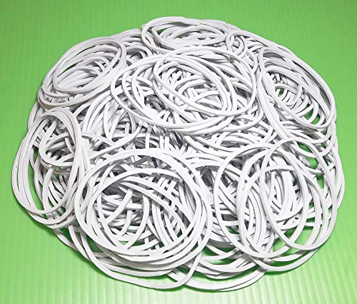 Boolavard 200 Pcs White Rubber Bands, 1.5'' Diameter, Strong Elastic Band for Office Supplies, Stationery Holder, Money, Food, Hair, Industrial, Agriculture Use
