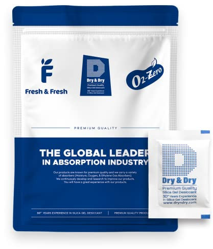 Dry & Dry Lot de 320 paquets de gel de silice de qualité supérieure - 5 g - Déshumidificateur - Rechargeable (qualité alimentaire) - Absorbeur d'humidité