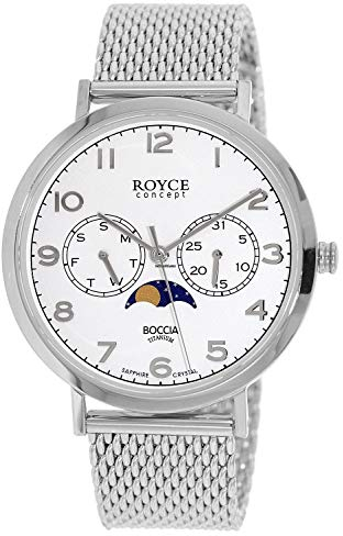 Boccia Herren Analog Quarz Uhr mit Edelstahl Armband 3612-04