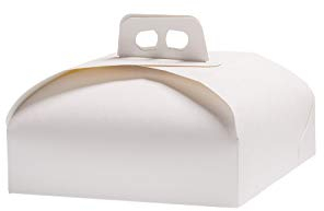 MAQA 25 pezzi Scatola per torta rotondo in cartone bianco con maniglia, Porta dolci tondo, pasticcini biscotti per asporto varie misure 25x25 cm/1