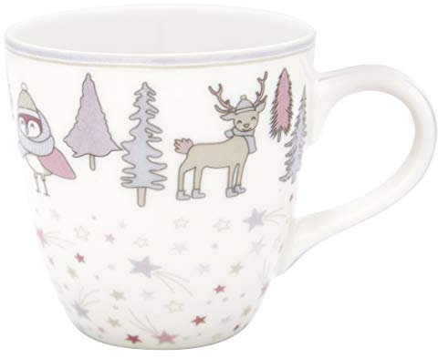 GreenGate - Tasse, Kindertasse, Weihnachtstasse - Forrest - Lavender - Steingut - 8 x 8 x 11 cm