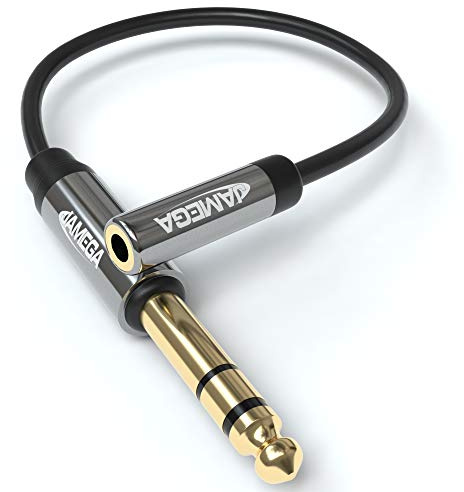 JAMEGA - 0,1m Stereo Klinken Adapter | 6,3mm Klinken Stecker auf 3,5mm Klinken Buchse Audio Aux Adapter Kabel mit 24K Vergoldete Kontakte für Kopfhörer, Lautsprecher uvm