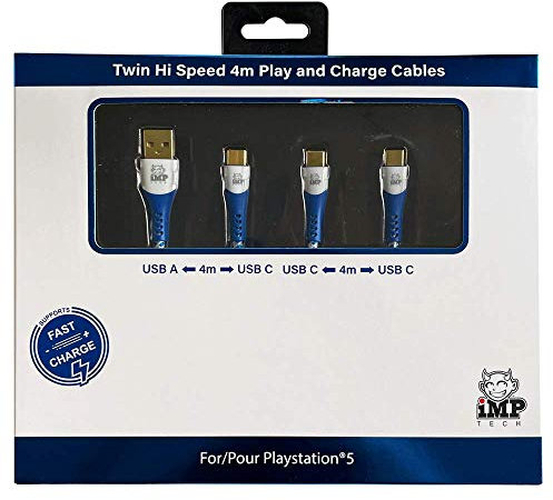 iMP Tech PS5 High Speed - Cable de carga y reproducción para PS5 (4 m, 2 unidades)