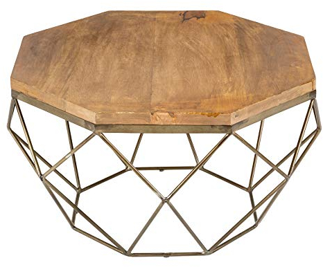 Riess Ambiente Eleganter Couchtisch Diamond 70cm Natur Messing Mangoholz Wohnzimmertisch Tisch