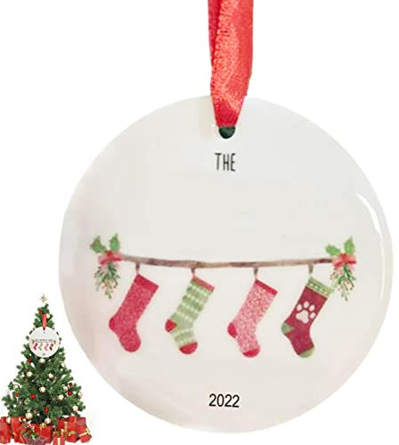 Botiniv 2D-Acryl-Weihnachtsschmuck-Rohlinge,Strümpfe Weihnachtsschmuck mit rotem Band | Weihnachtsbaum-Dekoration, hängende Weihnachtsstrümpfe, Ornament für Weihnachtsbäume, Strumpf-Namensschild