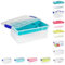 Plastic Storage Box Lightweight Robust Stackable Storage Boxes with Lid, Clear Latch Boxes, Plastic Organiser, Space Saving Solution for Home Office (9L - Storage Box with Turquoise Tray)