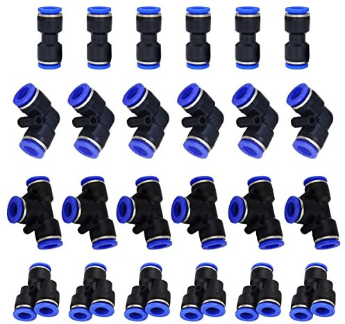 HUAZIZ 24 Pezzi 1/2 pollice Raccordi Rapidi Pneumatici Raccordo Pneumatico Molteplici Combinazioni di Modelli Connettore Pneumatico per Connessione Rapida di Tubi dell'Aria Utensili Pneumatici