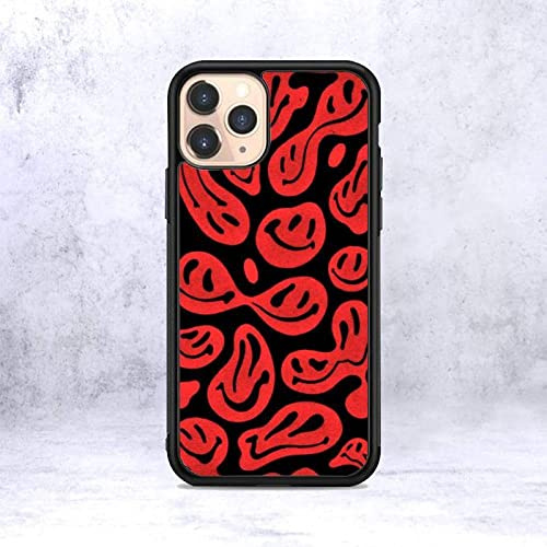 Multi-color funny melting trippy smiley face Phone Case for iPhone 12 Mini 11 pro 13 Max X XR 6 7 8 Plus SE20 Soft TPU Silicon Clear Pattern Cover,Red trippy smiley,For iPhone 13